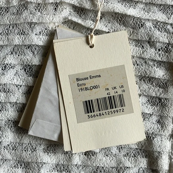 NWT Sezane Emma Blouse Ecru 10 - Picture 5 of 8
